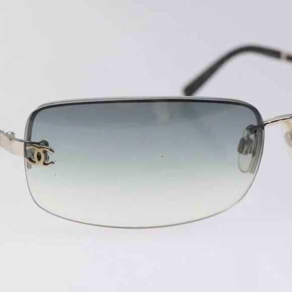 CHANEL COCO Mark Sunglasses plastic Silver CC Auth sw364 - Picture 11 of 12